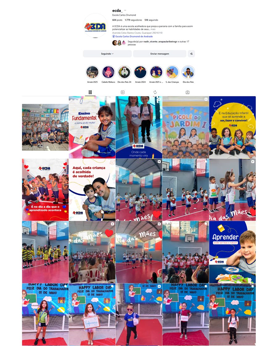Recorte do perfil de Instagram da Escola Carlos Drumond de Andrade