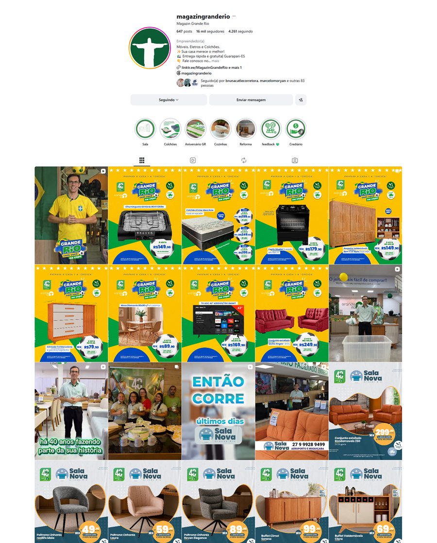 Recorte do perfil de Instagram da Grande Rio