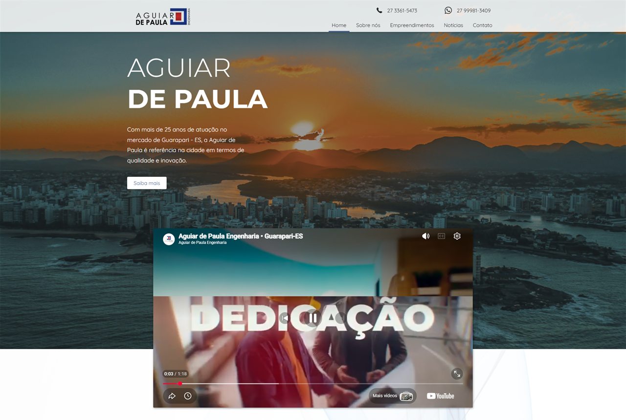 Recorte do site institucional Aguiar de Paula