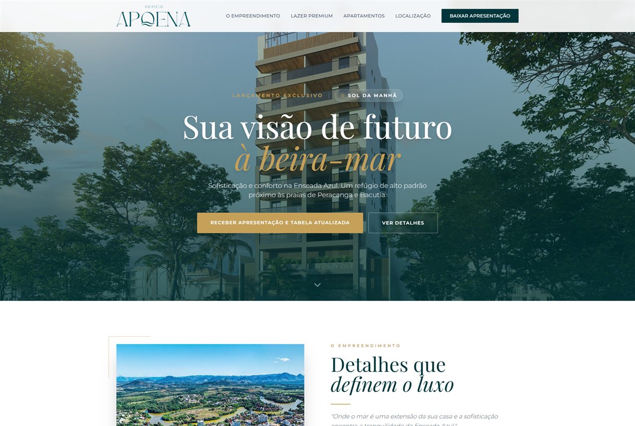 Recorte da landing page Apoena Guarapari