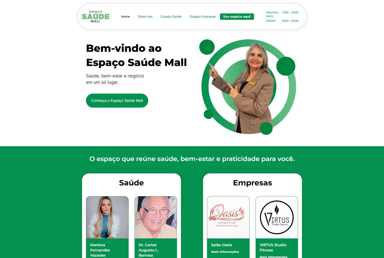 Recorte do site Espaço Saúde Mall