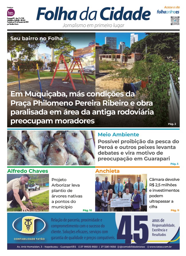 Capa do jornal Folha da Cidade