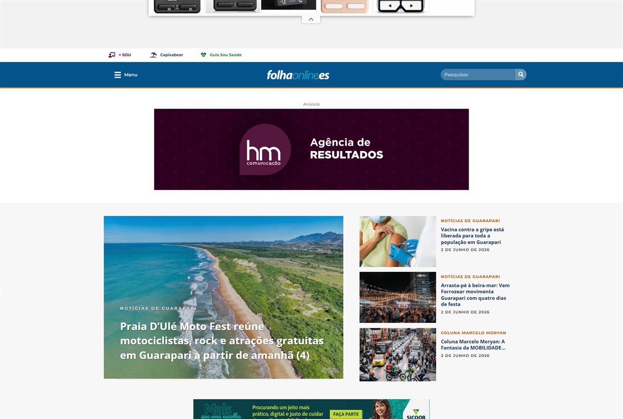 Recorte do site FolhaOnline